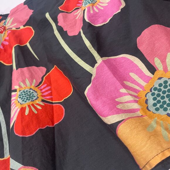 ~ Sm "Velvet by Graham & Spencer" Blouse Floral Puff Sleeve Cotton Silk Lined - Picture 3 of 16